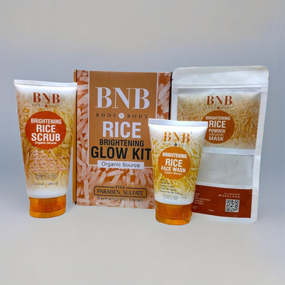 BNB Rice Extract Bright & Glow Kit – 3 in 1 Whitening, Brightening & Glow Facial for Girls and Women Smart Whitening Kit