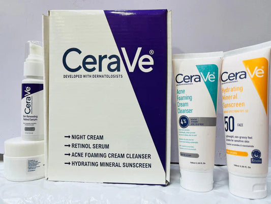 CeraVe 4-in-1 Skincare Kit – Cleanser, Serum, Sunblock & Night Cream Smart Skin-Care Kit