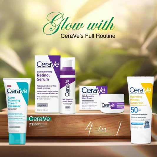 CeraVe 4-in-1 Skincare Kit – Cleanser, Serum, Sunblock & Night Cream Smart Skin-Care Kit